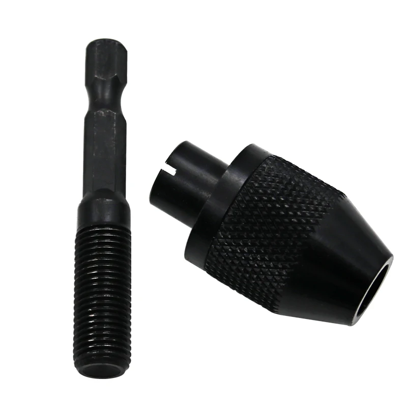 Keyless Mandrino Driver 0.3-6.5 millimetri Drill Keyless Mandrino Cacciavite Cacciaviti a Percussione Adattatore 1/4 "Gambo Trapano Nero