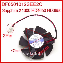 ZUNSHAN DF0501012SEE2C 12V 0.05A 47mm Cooler Fan For Sapphire X1300 HD4650 HD3650 Graphics Card Cooler Fan 2Pin