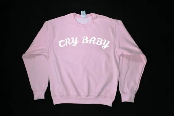 

Skuggnas Cry Baby Graphic Print Unisex Sweatshirt Long Sleeve Fashion Casual Tops Crew Neck Babygirl Jumper Pink Girls Tops