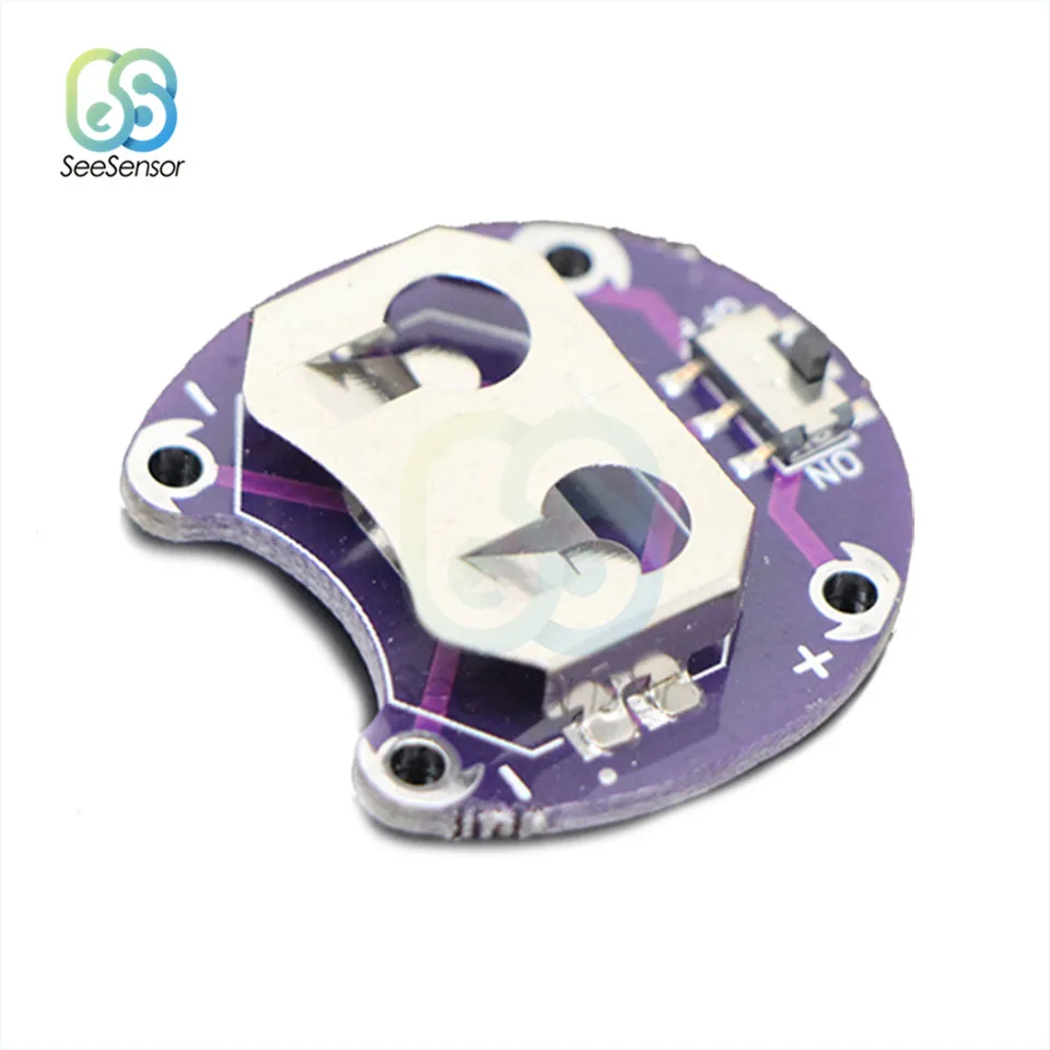 Arduino LilyPad Batteriehalter 10 Stück – Für CR2032 Knopfzellen, Mit Schiebeschalter, 4 Anschlusspunkte, Für Wearables