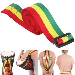 Adjustable Portable Rainbow Cotton Strap 5cm Width Djembe Drum Tambourine Shoulder Waist Belt,3.2 meters long for  African Drum