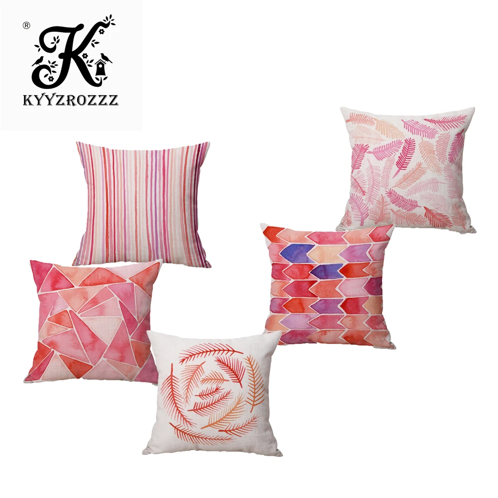 

Nordic Minimalist Geometry Pink Leaves Printing Home Decor Sofa Car Seat Decorative Cushion Cover Pillow Case Capa Almofada