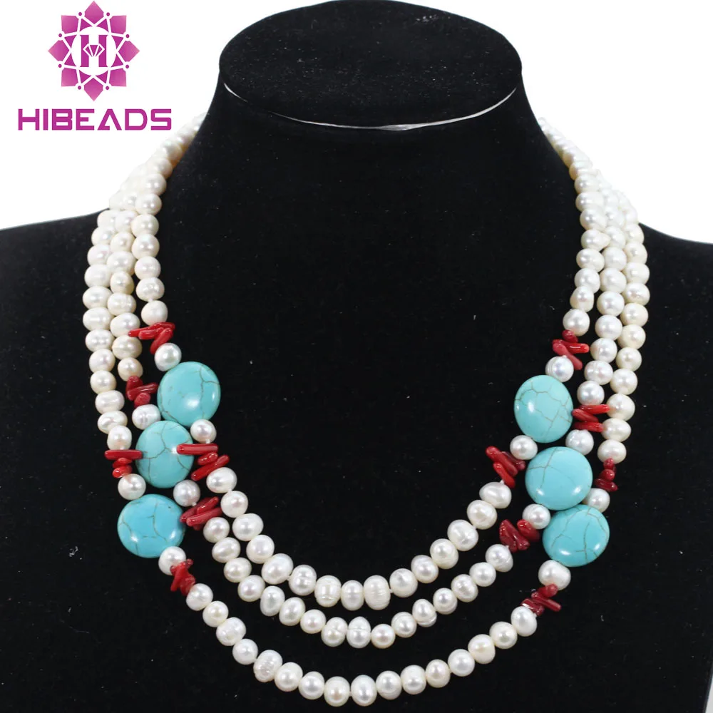 Multicolor Turquiose Beaded African Wedding Necklace Romantic Chunky Flower Pendant Necklace for Brides New Free ShippingABH387