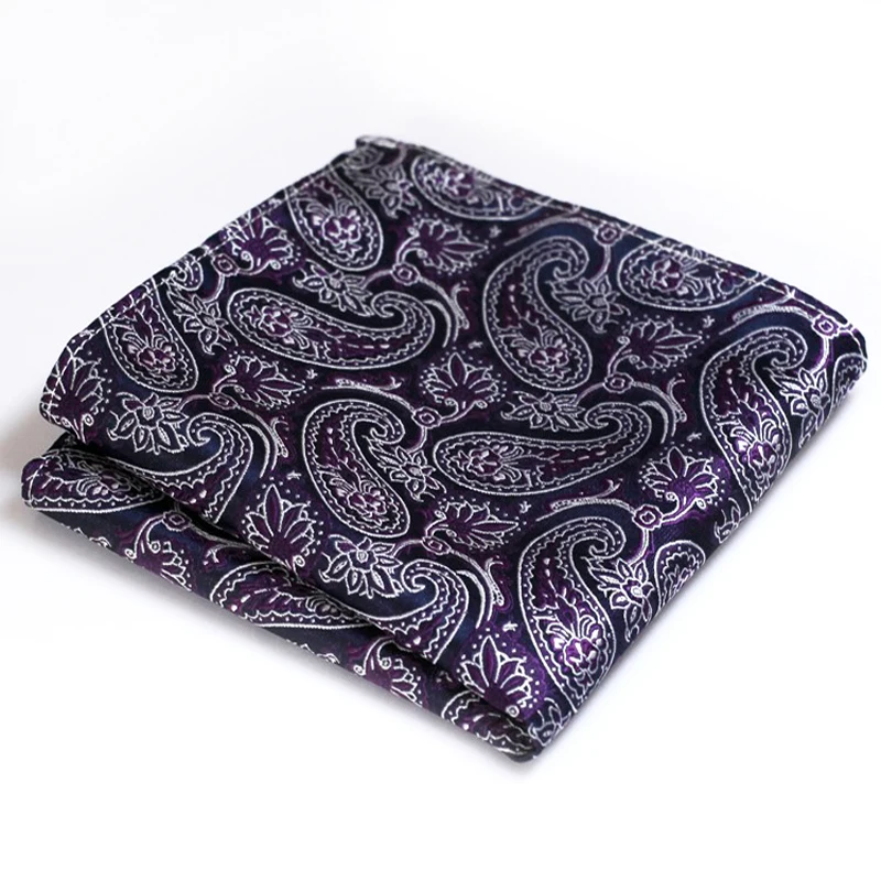 Wholesale Paisley Pink Blue Yellow Gold Red Burgundy Purple Orange Mens Hanky 100% Silk Jacquard Woven Elegant Handkerchief