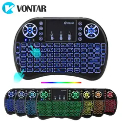 Vontar i8 2.4g mini bluetoothワイヤレスキーボード,コンパクト,7色バックライト付き,ロシアのタッチパッド付き,ポータブルマウス,Android TVボックス用,x96 mini