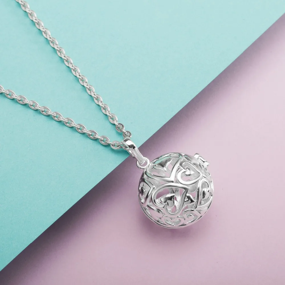Eudora 20mm Harmony Ball Pendant Necklace Heart Round Locket Cage fit 20/18mm Musical Sound Chime Ball for Pregnant Women K292
