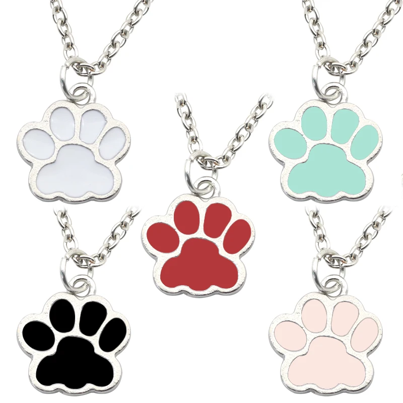 Fashion Dog Paw Cat Footprint Necklace for Women Kpop Animal Dripping Pendant Clavicle Chain Men And Women Jewelry Sets Gift