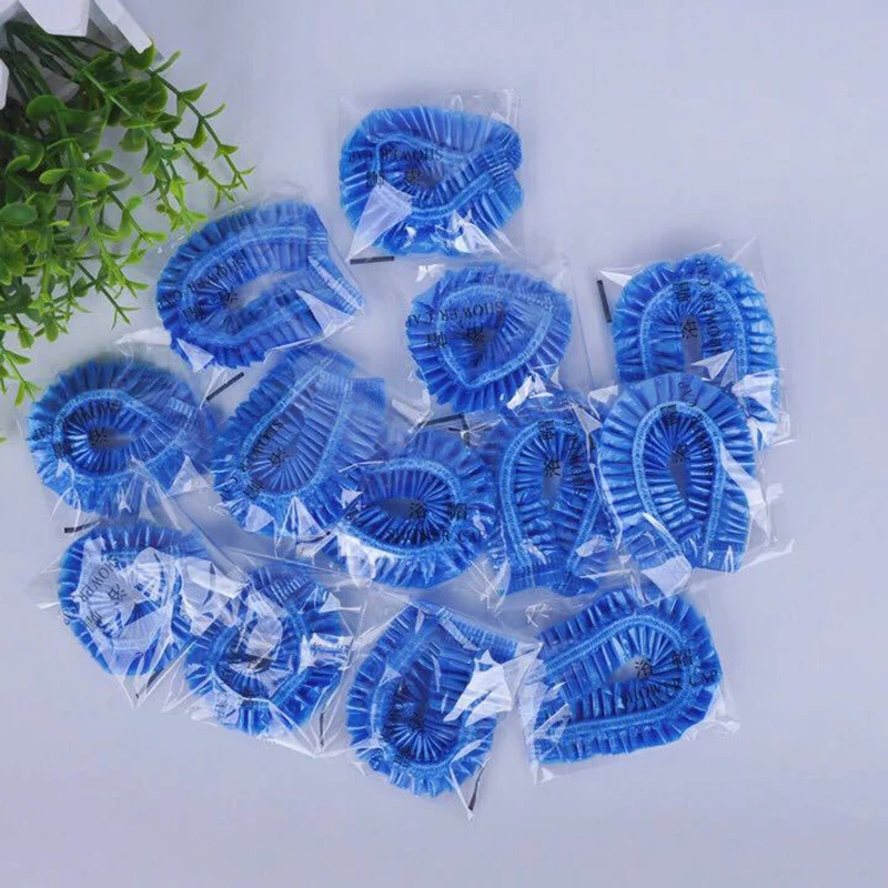 20pcs Colorful Disposable Shower Caps Bathing Caps Hotel One-Off Elastic Shower Cap Clear Hair Salon Bathroom Products