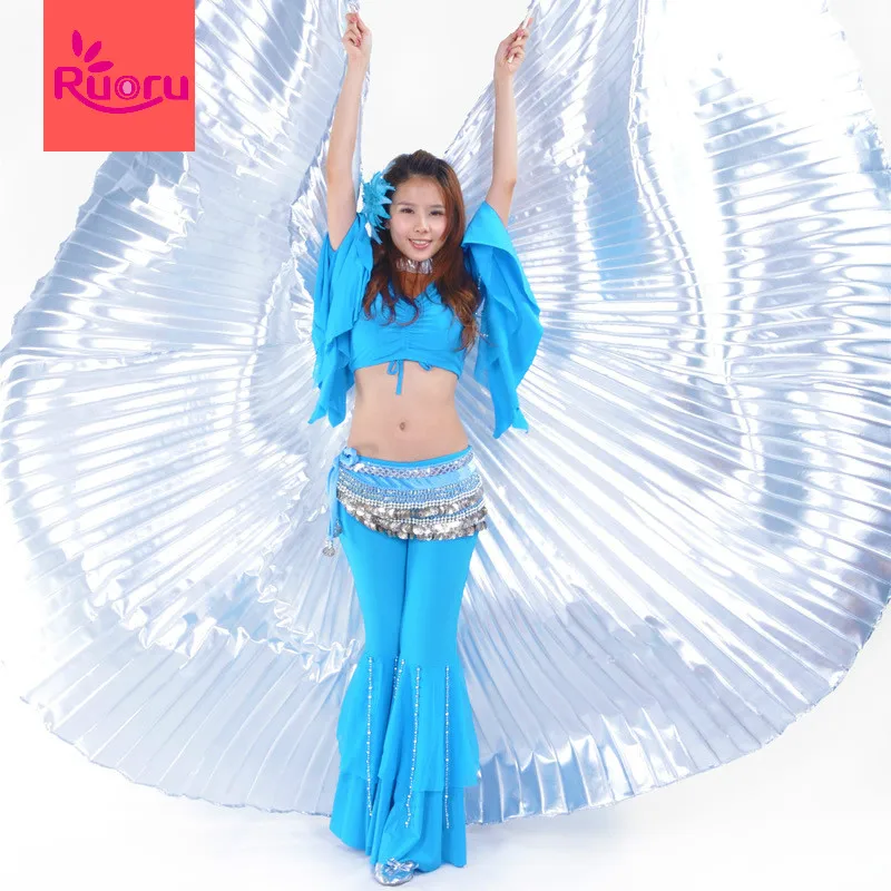 Ruoru ผู้หญิงเด็กผู้หญิง Belly Dance ISIS ปีกทอง Dance ปีก Bellydance ชุดอียิปต์ Oriental Dance ไม่มี Sticks