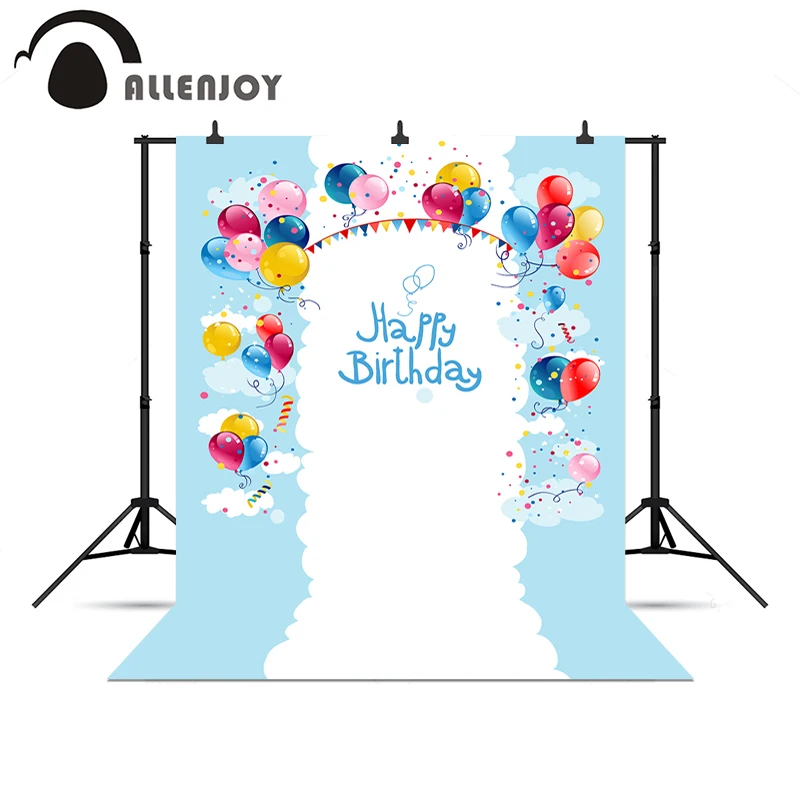 

Allenjoy photo backdrops Happy birthday balloons flags cute baby backgrounds for photo studio christmas photo backdrop