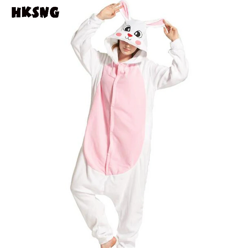 

HKSNG новая милая розовая пижама в виде кролика зимние женские и мужские комбинезоны с капюшоном костюмы для косплея пижамы Домашняя одежда для вечеривечерние