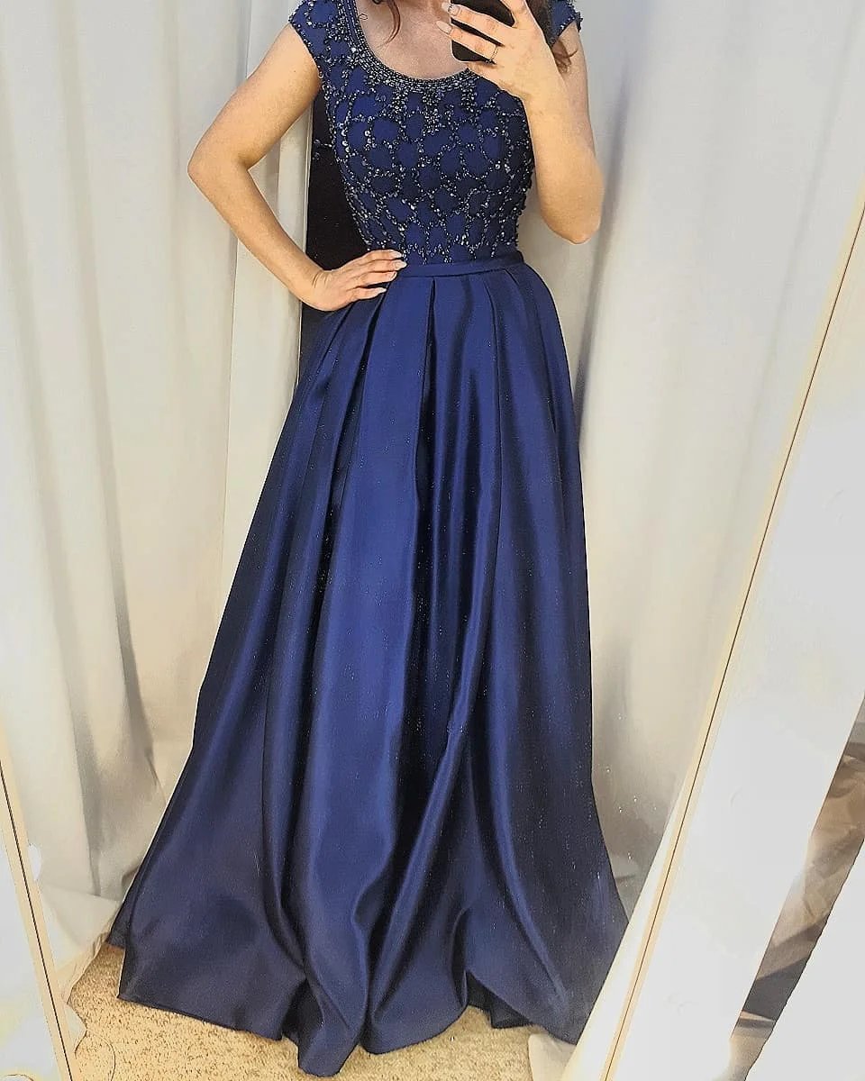 Robe de soirée de forme trapèze, col à bijoux, sans manches, tenue de bal sur mesure, arabe, dubaï, nouvelle collection 2019