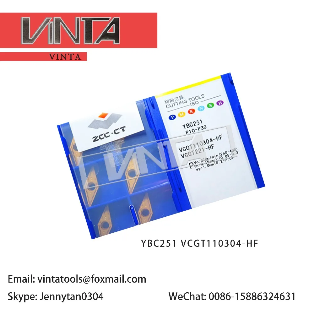 high quality 10pcs/lots YBC251 VCGT110304-HF cnc carbide turning inserts cutting blade tools