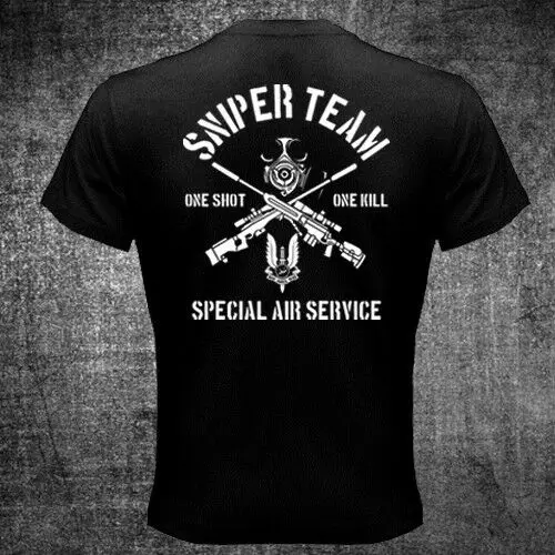 New British United Kingdom Sas Special Forces Sniper Team Military T-Shirt Double Side newest 2019 Men Funny T-Shirt Custom Tee