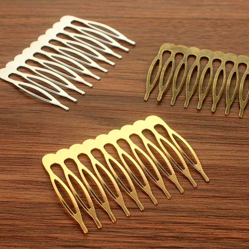 50pcs 53mm 10 Teeth Hair Comb Hairpin Findings Gold,Silver,Bronze, Mix color or You Choose Color