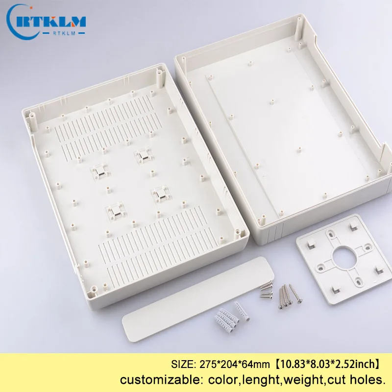 Carcaça de plástico para montagem de parede, caixa de plástico para eletrônicos, abs, projeto, diy, caixa de junção, invólucro de instrumento de plástico 275*204*64mm