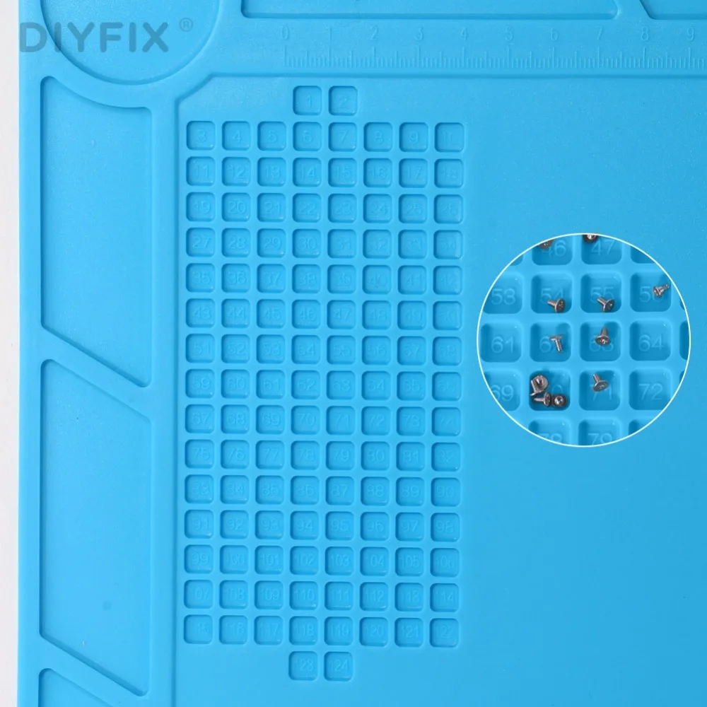 DIYFIX 35x25cm Heat Insulation Silicone Pad Electrical BGA Soldering Repair Station Maintenance Platform with Screw Location Mat