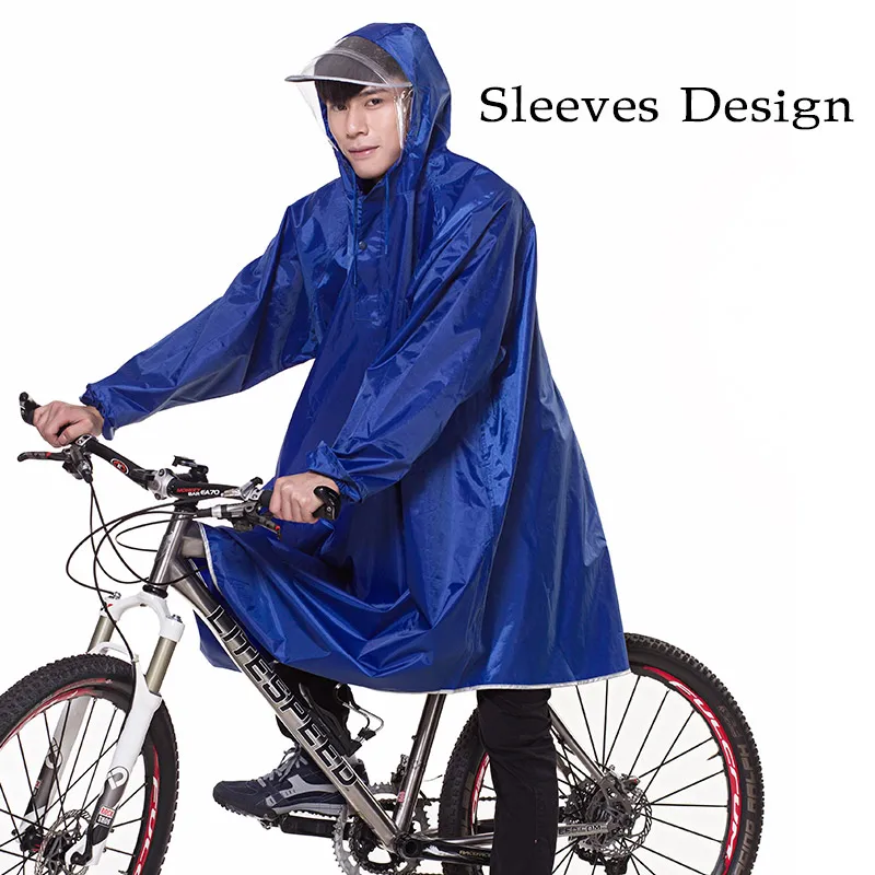 QIAN Men/Women Impermeable Raincoat Electromobile/Bicycle Sleeved Rain Poncho Thick Visable Transparent Hood Rain Gear Rain Coat