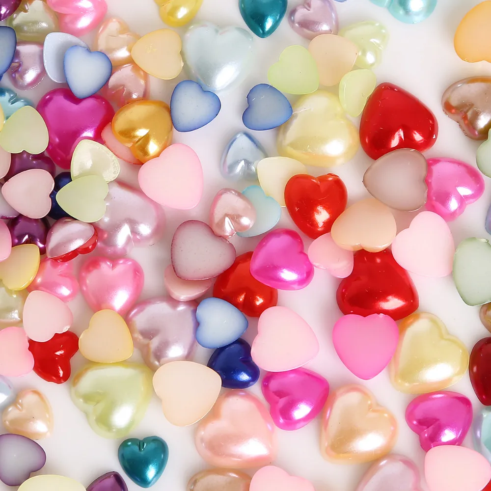 20-1000PCS Mix 37Colors Pearl Imitation Half Cabochon Flat Garment Decor Heart Flower ABS Beads Supplies DIY Sewing Accesories