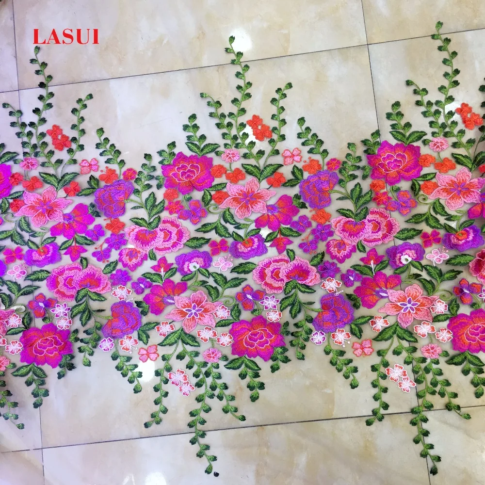 LASUI   New positioning color embroidery lace fabric gorgeous  FOR  DIY  evening dress Fashion clothing  Home DecorationX0300