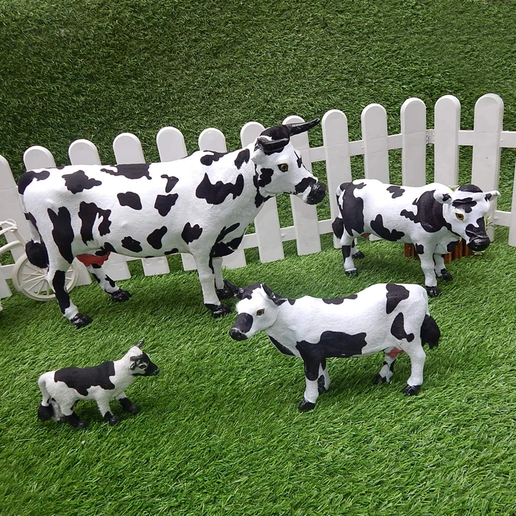 polyethylene&furs cow model one lot/4 pieces  stage prop,home decoration Xmas gift w1288