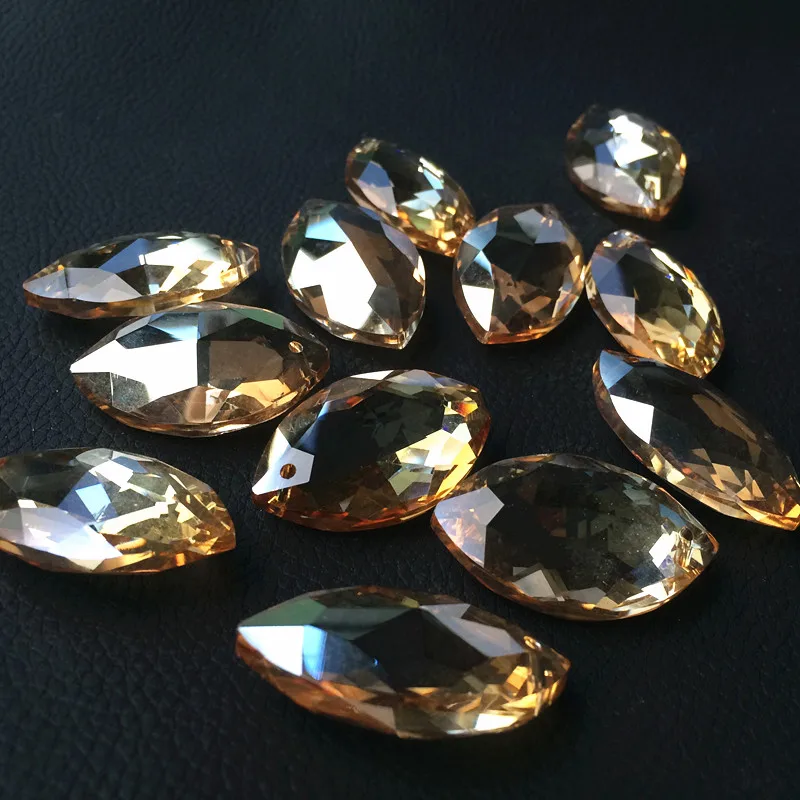 

50pcs/lot 38mm K9 Crystal Marquis Champagne Suncatcher Chandelier Faceted Pointed Oval Pendant, Shiny Crystal glass lamp Parts