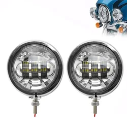 4.5 Inch Housing, Motorcycle Fog Lights Mounting Bracket +4.5' Chrome LED Auxiliary Spot Light for Bike Motorcycle