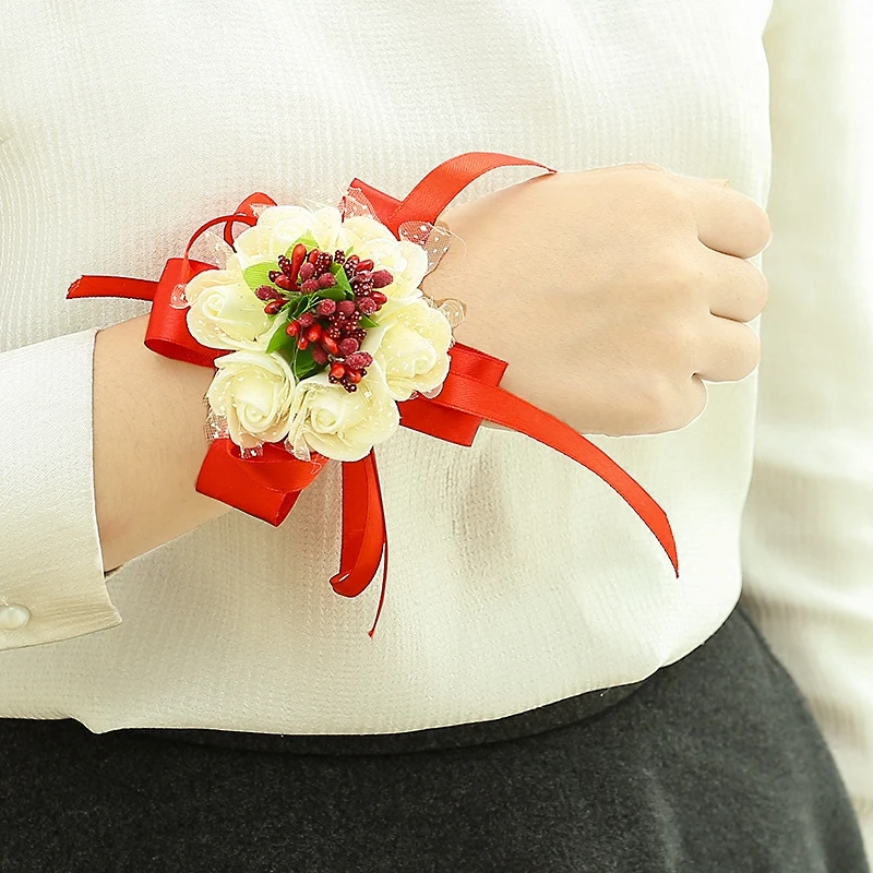 New fashion 1 pcs Creative Wrist Flower Bridesmaid Sisters hand flowers  Artificial Bride Flowers For Wedding Party Decoration