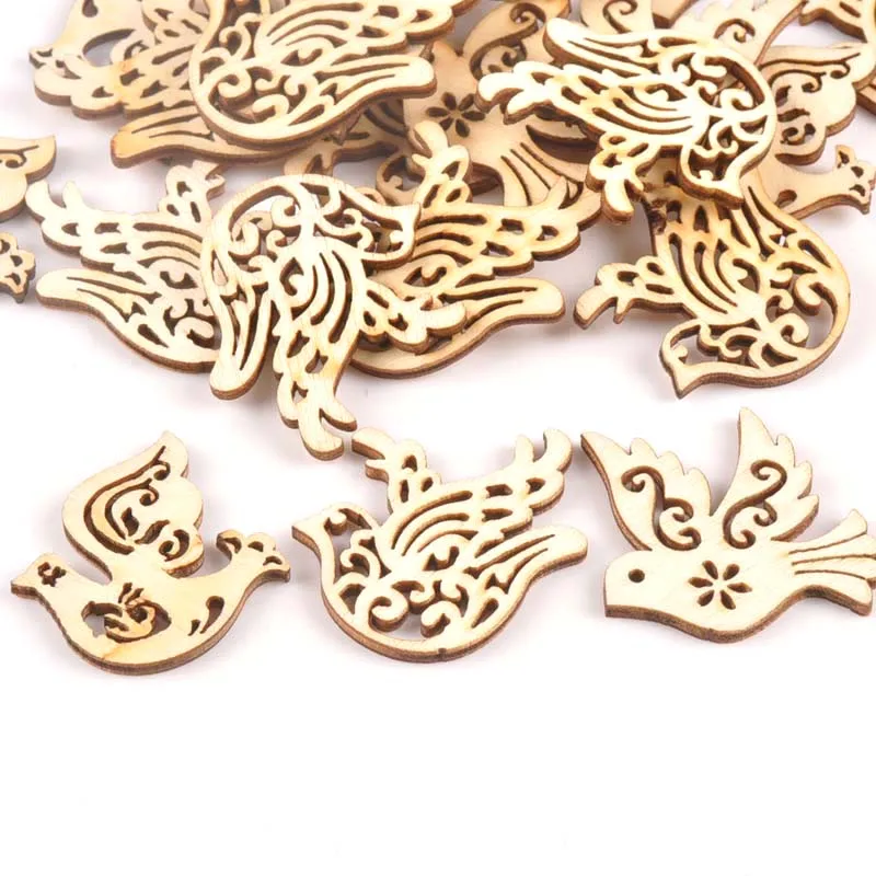 25pcs mixture Wooden Crafts creativity pigeon Pattern Scrapbooking Crafts wood decoration for Home Decoration m1566x