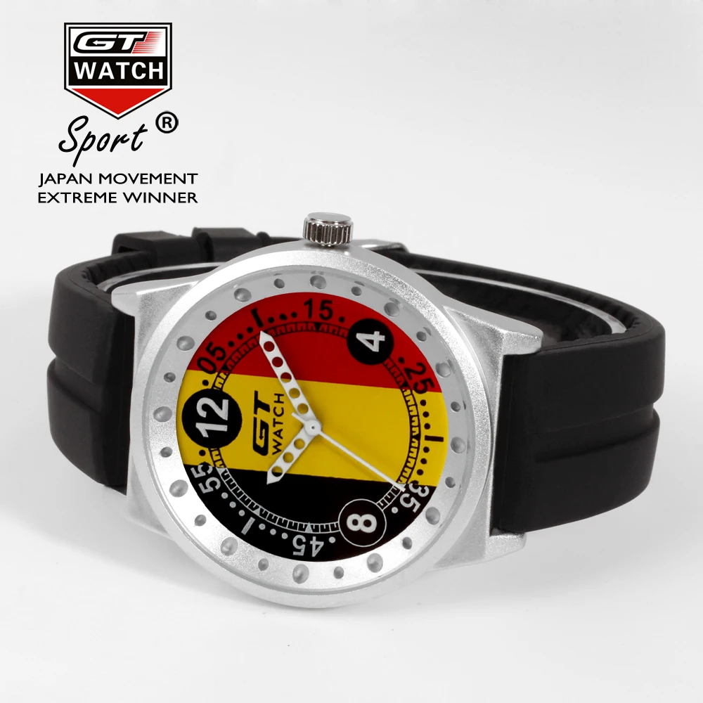 Gt Horloge Mannen Mode Merk Horloges Duitsland Vlag F1 Sport Horloges Siliconen Band Quartz-Horloge Relogio Masculino Reloj Hombre