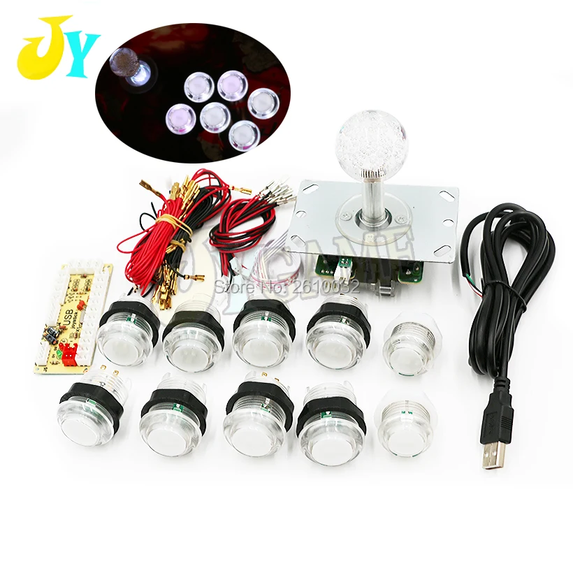 DIY With 10 LED Buttons 1 LED Joysticks 1 USB Encoder Kit Cables Arcade Zero delay K