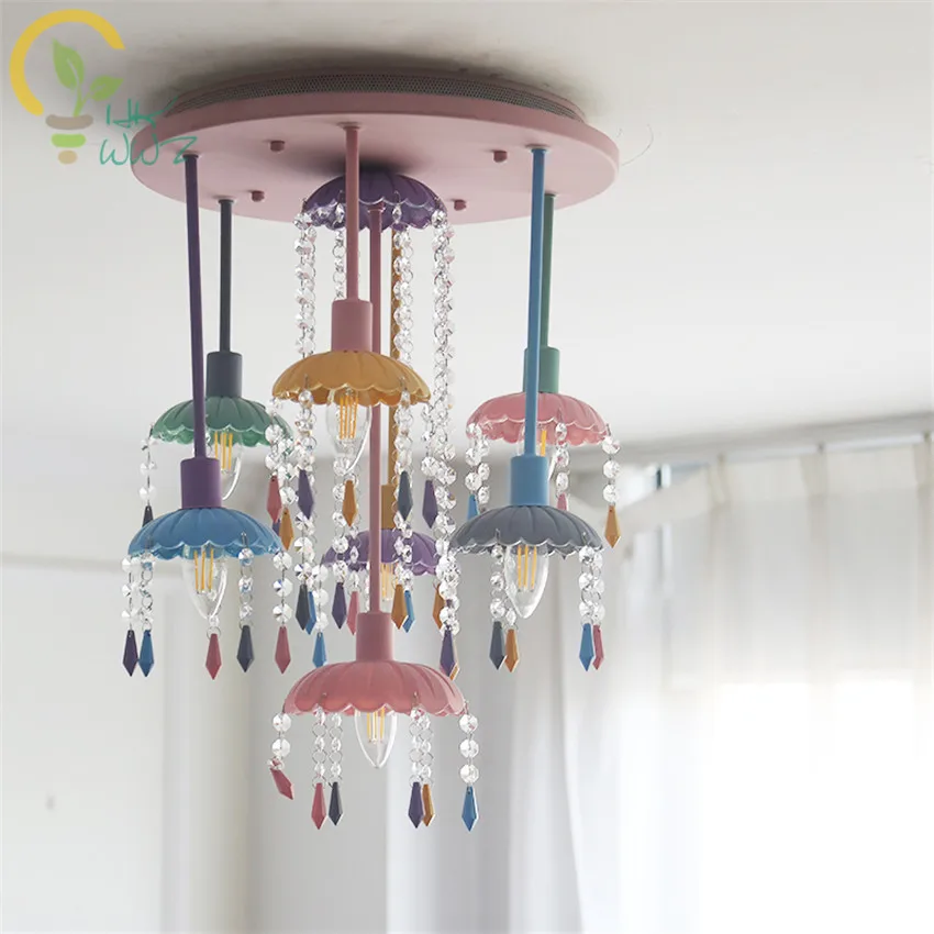 

Makaron Simple Bedroom Led Ceiling Lamps Girl Princess Children's Room Lamps Nordic Crystal Ceiling Lights For Home Lighting