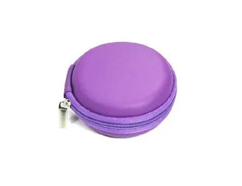 Purple Color PU Leather Earphone Hard Case/Bag