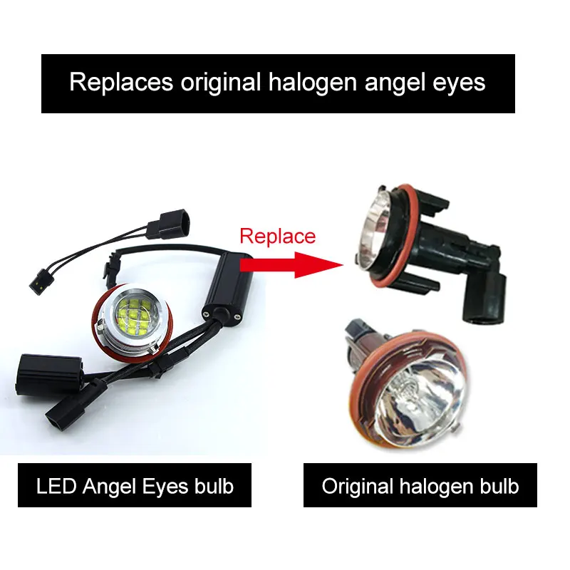 Apmatauto 2x Error Free 60w LED Angel Eyes Marker Lights Bulbs White/Blue/Red For BMW E39 E53 E60 E61 E63 E64 E65 E66 E87 525i