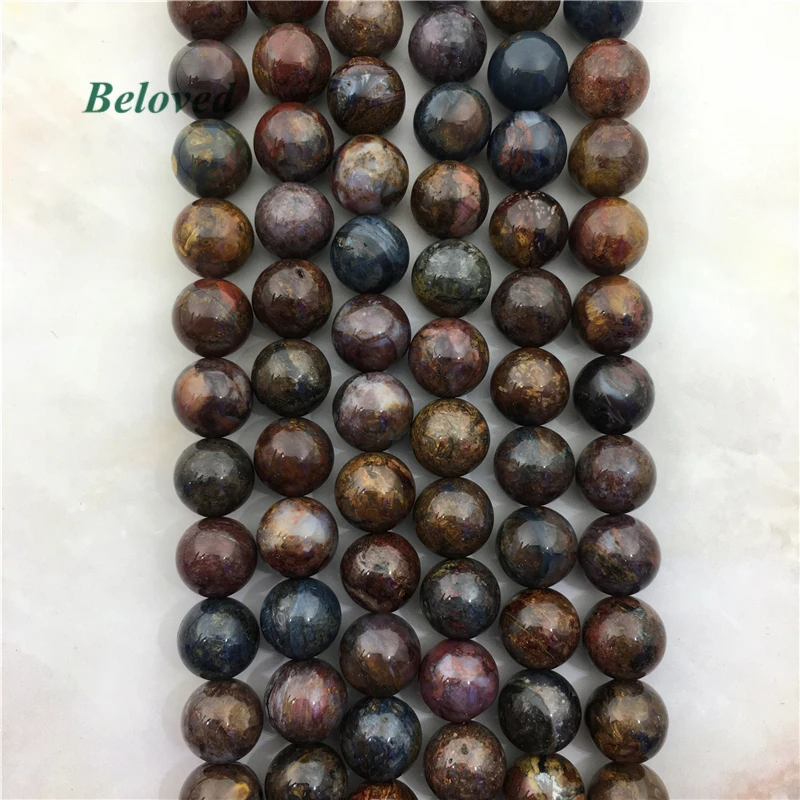 

15.5" High Grade Round Smooth Peter Stone Loose Beads, Natural Pietersite Beads Gems Stone Beads For Jewelry Making, BG18131