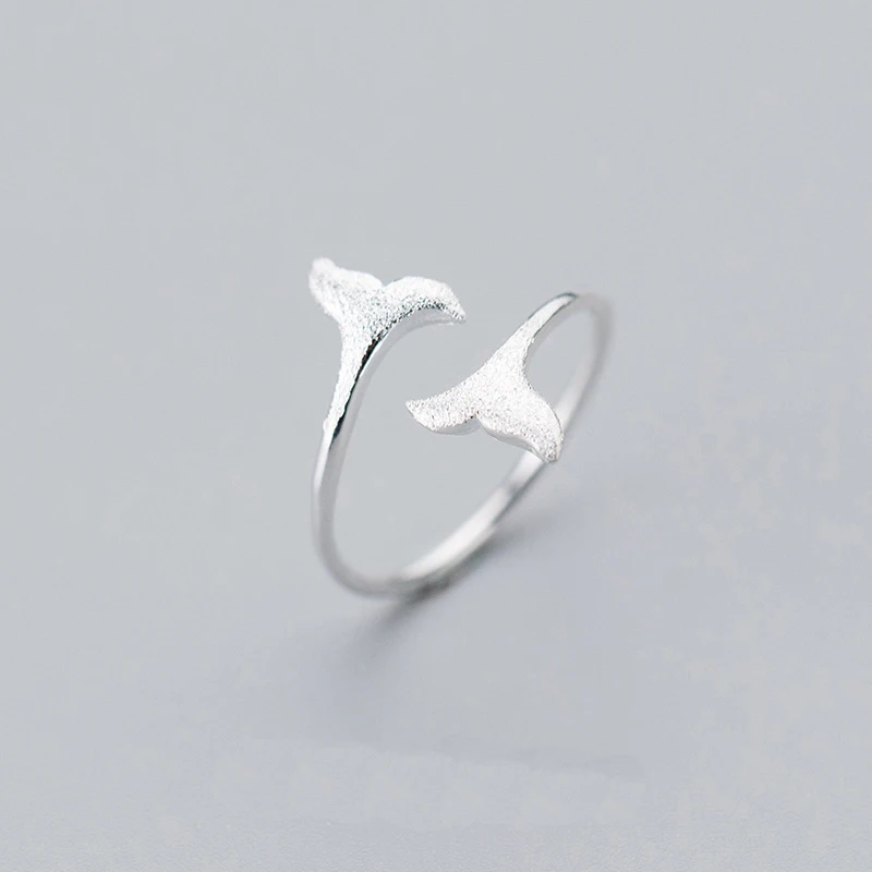 2020 Fashion 925 Sterling Silver Ring Mermaid Tail Ring Whale Opening Size 5 6 7 Adjustable Rings For Women Girl Gift Jewelry