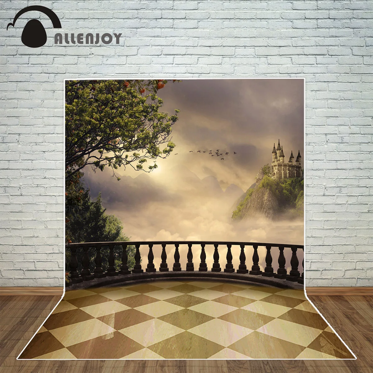 Allenjoy photography backdrop fairy tale theme castle Lattice floor Sunset background for photo studio camera fotografica