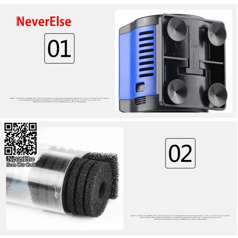 Imagem -04 - Bomba de Água do Aquário Bomba Submersível Cabeça Bico para o Tanque de Peixes Mais 3in1 = Aumentar Oxigênio ar Mais Filtro Duplo Recipiente Esponja
