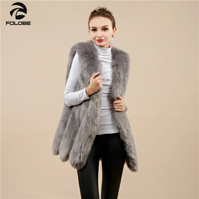 

FOLOBE Winter Warm Vest Coat For Women High-Grade Faux Fur Coat Women Grey Thick Jacket V-Check Cute Women's Clothing