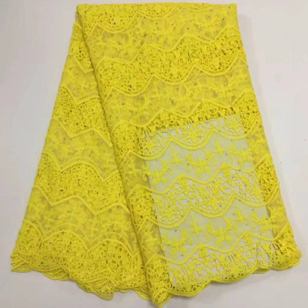 

2018 New popular French yellow super lace fabric,Africa guipure cord lace fabric milk silk fashion knitting Nigeria wedding