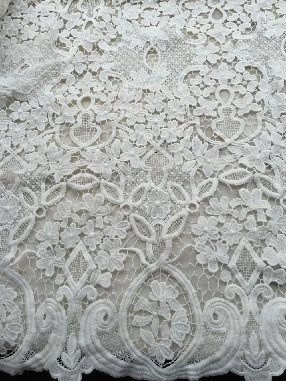 Unique Off White Gorgeous High quality Guipure lace Fabric bridal wedding Dress DIY SEWING Cloth lace fabric 1 yard