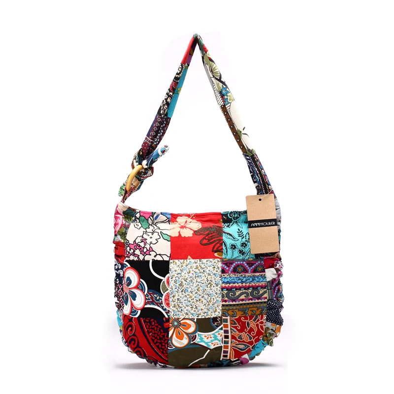 Designer Women Shoulder Bag Cotton Fabric Handbags Large Capacity Hippie Hobo Bags Floral Patchwork Crossbody Messenger Bag