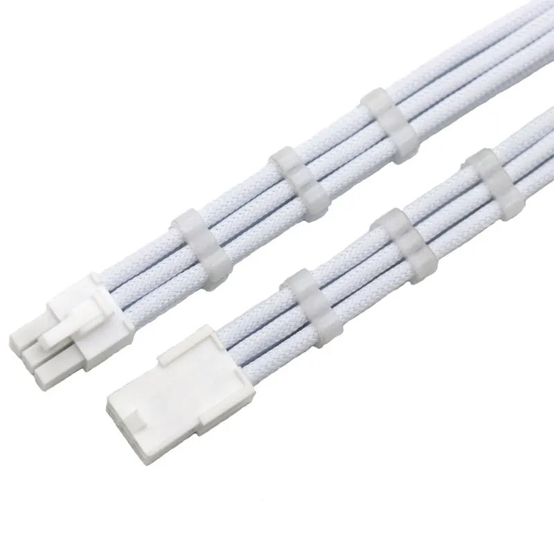 Angitu Full White Motherboard MB24Pin ATX, 4+4Pin CPU8Pin, 6+2/8PinPCIE, 6Pin GPU PC PSU Extension Cable 1007 18AWG