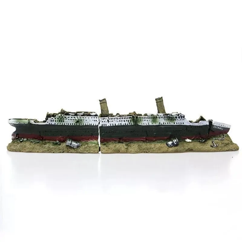 Titanic Wreck Ship Boat Aquarium Decoration Resin Artificial Fish Tank Sunk Boat Cruise Ship Ornament Hiding Cave For Fish