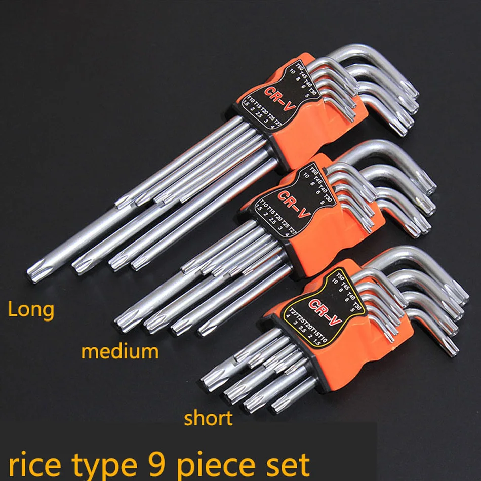 9pcs Multifunction Hexagon Allen Key Wrench Tools set Matte Chrome flat head Ball End Spanner set Screwdriver Set Tool Kit