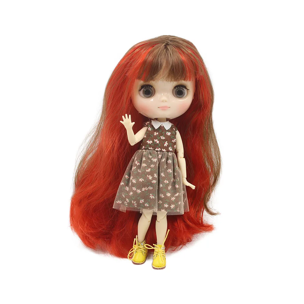 

DBS Nude middie blyth doll joint body Red mix brown hair Transparent face suitable DIY gift for girl