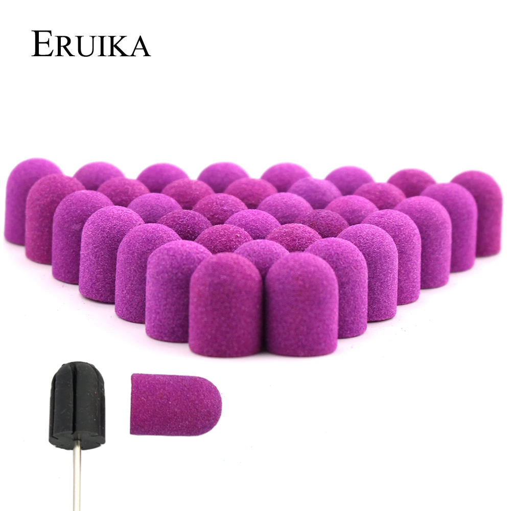 

20pcs 16*25mm Plastic Sanding Caps Purple Drill with Rubber Nail Files Foot Cuticle for Manicure Pedicure Milling Accessories