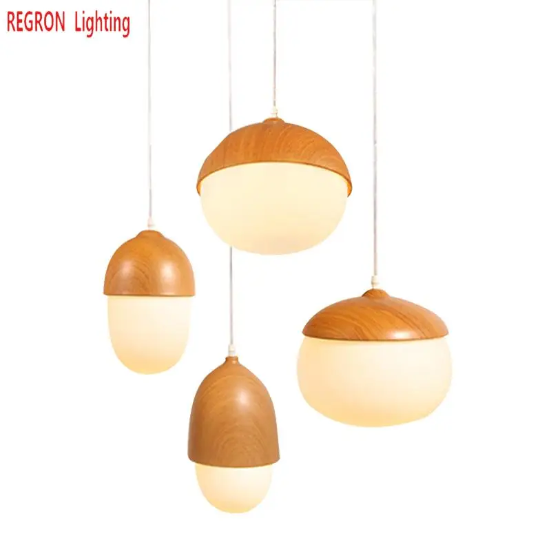 

Bedroom Novelty Led Pendant Lights 1 piece Glass Hanging Fixtures For Dining Room Bar Bedroom Lounge Natural Wood led Luminaire