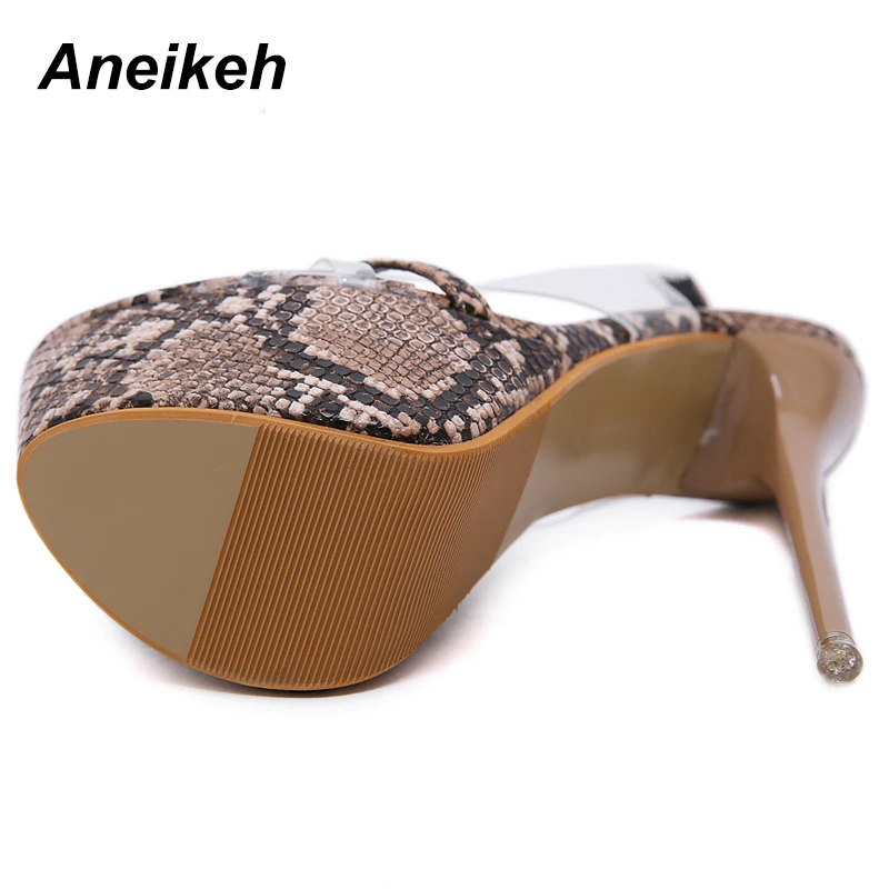 Aneikeh 2024 Fashion NEW 16 CM Platform High Heels Sandals Summer Sexy Slip-On Open Toe Gladiator Party Thin Heels Women Shoes