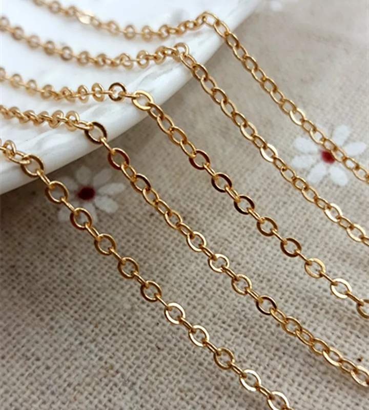 

20m/lot gold Plated 2mm Link Chains Fashion Jewelry Chains for Necklace fit Floating Locket